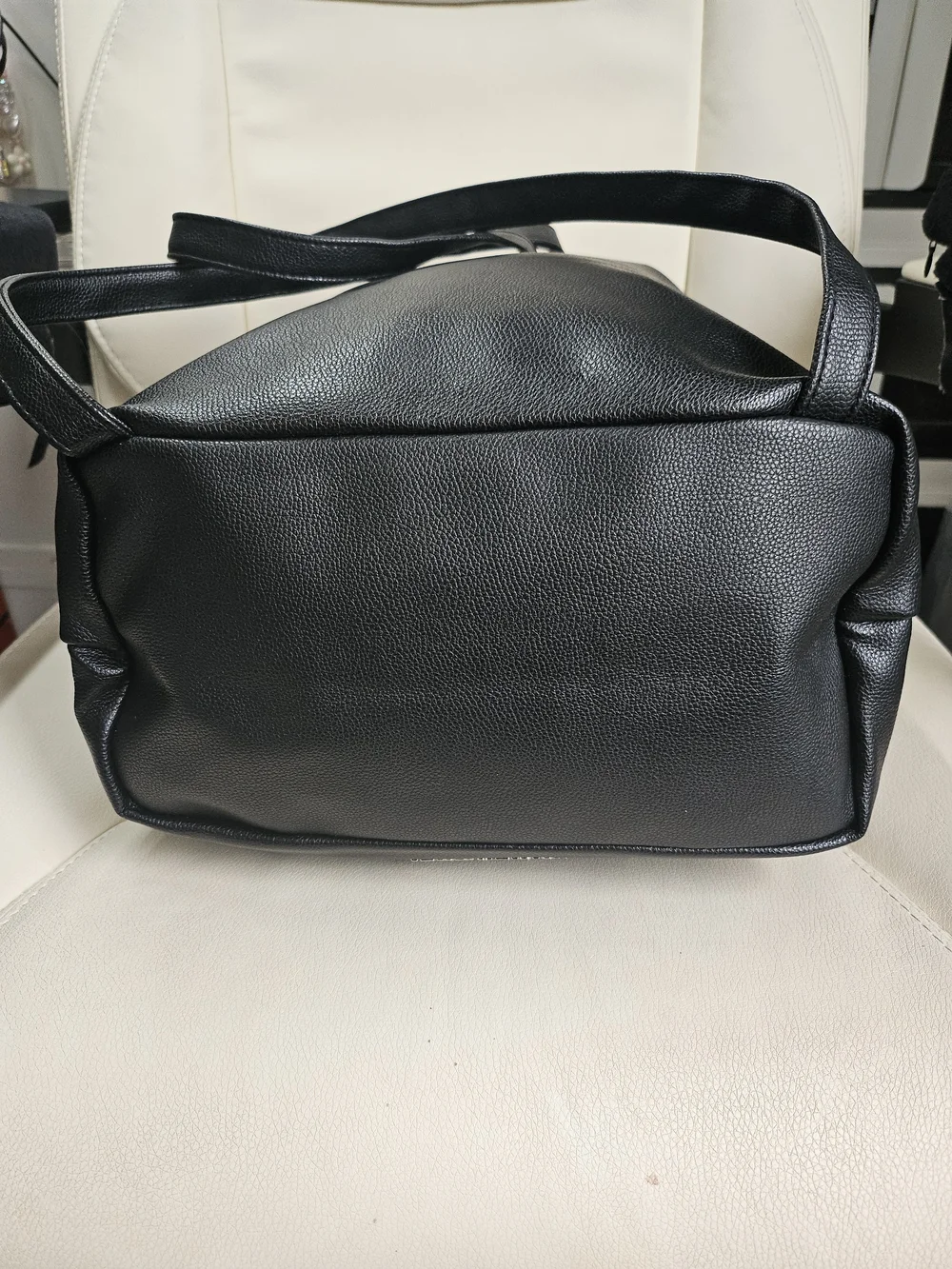 BNWT Victoria's Secret Black Leatherette Drawstring Backpack